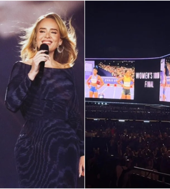 Adele interrompe show para assistir à final dos 100m feminino na Olimpíada de Paris