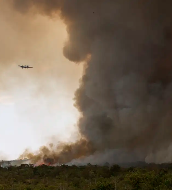 Fogo avança e queima 700 hectares do Parque Nacional de Brasília