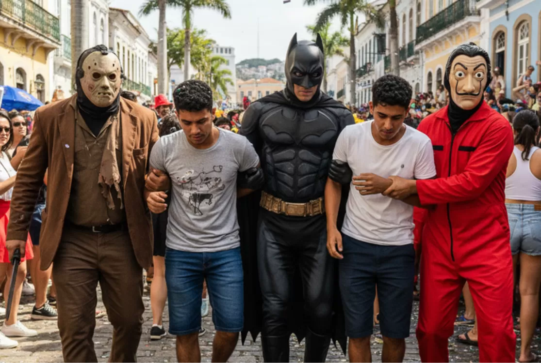 Policiais fantasiados de Jason, Batman e La Casa de Papel prendem suspeitos de furto