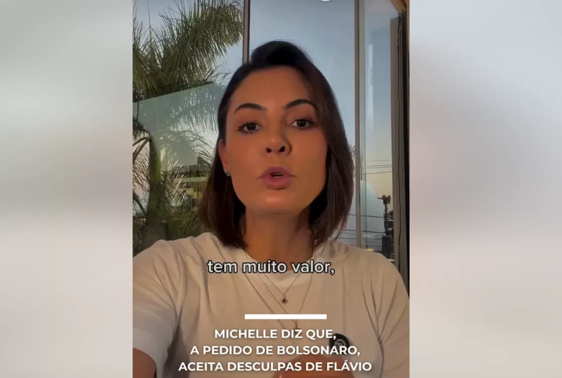 Michelle Bolsonaro publica vídeo em que se reconcilia com Flávio: 'Te desculpo'